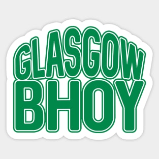 GLASGOW BHOY, Glasgow Celtic Football Club Green and White Layered Text Design Sticker